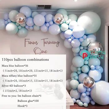 110pcs Zila gaisa Balonu Arku Komplekts Piemiņas Diena Lateksa Maca Baloni Vainags Baby Dušas Piederumi Bērniem, Dzimšanas dienu, Kāzu Dekori