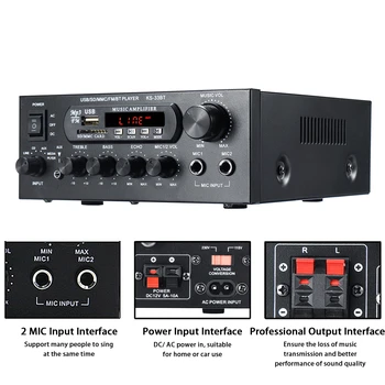 110V-220V 1000W Digitālo Jaudas Pastiprinātāju Audio Mājas Kinozāles Pastiprinātājs 2 Kanālu Pastiprinātāju, Bluetooth, FM USB Tālvadības pults Atbalsts