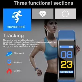 115plus Smart Fitnesa Sirdsdarbības Ātrums, asinsspiediens Smart Joslā Fitnesa Tracker Pulksteņi Sporta Smartband IOS Andriod par Huawei