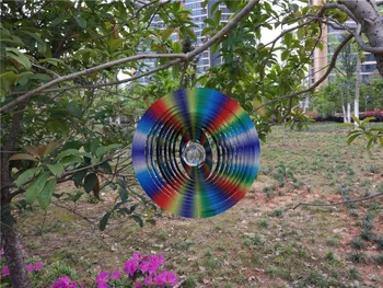 12 collu vēja ripu vairāk krāsains ar Stikla bumbu(5CM), kas izgatavoti no 1mm stainess tērauda loksnes ar augstas kvalitātes