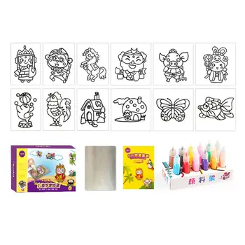 12 Krāsas Bērnu DIY Zīmēšanas Rotaļlietas, Multfilmas Līme Tempera Krāsošana Bērnudārza Amatniecības DXAD