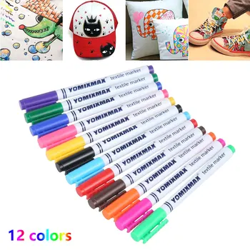 12 Krāsas Pastāvīgu Textil Auduma Marķieri, T-Krekls, Auduma Krāsas Pildspalvu DIY Skolas Piederumi korejiešu Stilā, Kancelejas preces