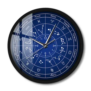 12 Zvaigznājus Dekoratīvās Sienas Pulkstenis Metāla Rāmis LED LIighting Sienas Skatīties Balss Kontroles Smart Mūsdienu Mājas Dekoru Timepieces
