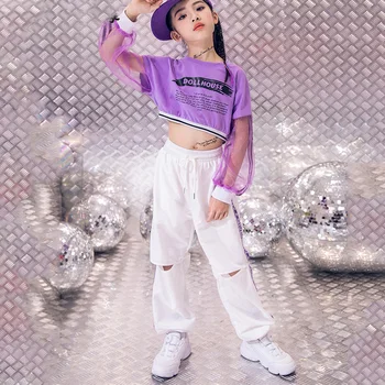 120-170CM Jaunu Džeza Deju Kostīms Meitenēm Bērnu Skatuves Tērpiem Hip-Hop Iela Darbības Drēbes Bērniem ar garām Piedurknēm Uzvalks DL3999