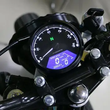 12000RPM kmh/h Motocikls Universal LCD Signāls Spidometrs, Tahometrs, Odometrs, Platums Pārnesumu indikators Cruiser Helikopters Cafe Racer