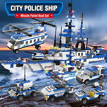 1230pcs 6IN1 SWAT Militāro Pilsētas Policijas Jūras Laivu Gaisa kuģa Modeli, Celtniecības Bloki, Automašīnu draugiem Ieroci Ķieģeļi Rotaļlietas Bērniem Dāvanu