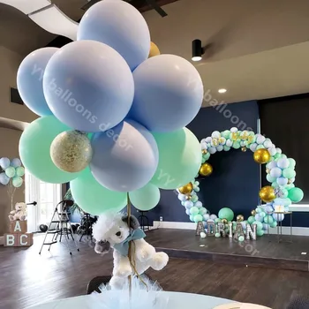 124pcs DIY Balonu Vainags Macaron Zilas Piparmētru Pastelis Baloni Puse, Dekorācijas, Dzimšanas dienu, Kāzas, Bērnu Dušas Jubileju Grupa Krājumi