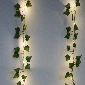12pcs Mākslīgie Augi LED Lapu Vainags Zīda Rotangpalmas Lapu Vīnogulāju Karājas Mājas Dzīvojamā Istaba Dekori Viltus Efeja Vainags Apdare
