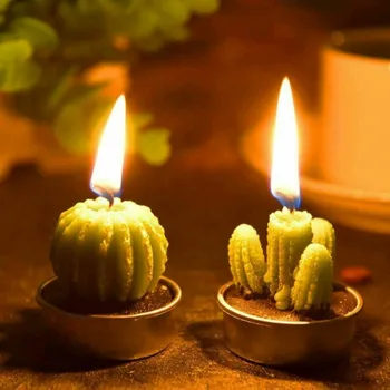 12pcs Mākslīgā Sulīgs Augu Kaktusu Svece Ģimenes Apdare, Dzimšanas dienas svinības, Kāzu Vietas, Dekoru Svecīšu Svētki Home M
