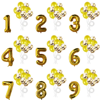 12pcs Rožu Zelta Konfeti Baloons Uzstādīt 40inch Numurs 1 2 3 4 5 6 7 8 9 Folija Baloni Dzimšanas dienas svinības, Kāzu Dekorācijas Globals