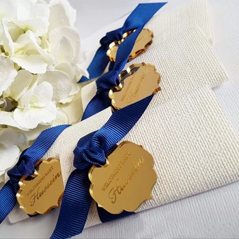 12pieces Personalizēta Šokolādes Tāfelītes dod priekšroku Rose Gold Spogulis Baby Dušas Dekori Bērnu Kristīšanas Labu Rotājumi Kāzu Favor Tagus