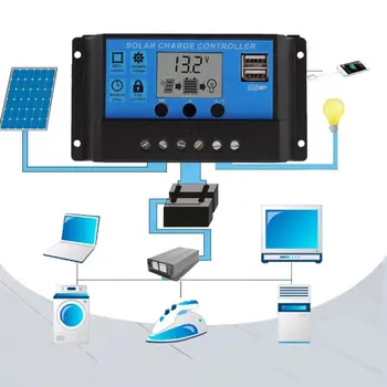 12V/24V Saules Paneļu Lādētājs Kontrolieris Regulators, Akumulators, USB LCD Saules Uzlādes Sistēmas Pārzinim Ar Taimeri Gaismas Sensors 20/30A