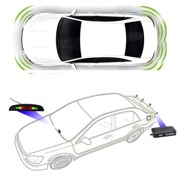 12V Auto Auto Parktronic LED Parkošanās Sensors Displejs ar 4 Sensoriem, Automašīnu Stāvvieta Radara Reverse Rezerves Monitors Detektoru Sistēmas Komplekti