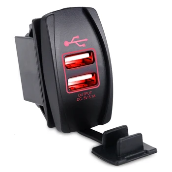 12V Auto USB Auto Lādētāju piepīpētāja Ligzdai un Adapteri Motocikla Kravas automašīnu Laivu Jūras Strāvas Kontaktligzdas Dual USB Lādētāja Ligzda