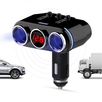 12V LED 24V Automašīnas piepīpētāja Ligzda USB Lādētāja Adapteri Auto Aksesuāri, Mobilo Telefonu DVR USB Automašīnas Lādētājs Sadalītāja Plug