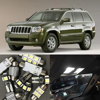 12x Balts Bez Kļūdām, LED salona Apgaismojuma Komplekts, 2005. - 2010.gadam, Jeep Grand Cherokee piederumi Kartes Dome Bagāžnieka Licence Plate Light