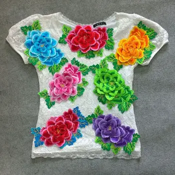 13*22 cm liels, lillā krāsains 3D ziedu izšuvumi plāksteris ar karstā kausējuma līmi uz muguras apģērbu dekorēšana DIY