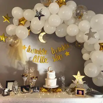 137pcs Little Star Balonu Vainags Arku Komplekts ar konfeti balonu baltu balonu, Kāzas, Dzimšanas dienas svinības Baby Dušas Rotājumi