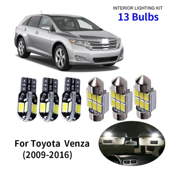 13pcs Auto Piederumi Balts Interjers LED Spuldzes Iepakojuma Komplektu Par 2009-2016 Toyota Venza T10 31MM Kartes Dome Bagāžnieka Lampas
