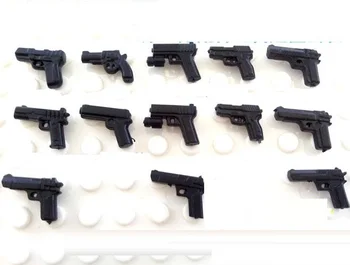 13PCS Pistole pilsētas ieroci ieroču swat policijas militārā modeļa detaļu komplekts Ķieģeļi, Bloki sākotnējie rādītāji KM Mini rotaļlietas bērniem