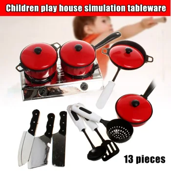 13pcs Uzstādīt Plastmasas Spēlēt Pavārmāksla Rotaļlietas Bērniem Virtuves Spēlē Toddler Playhouse Spēle Bērniem M09