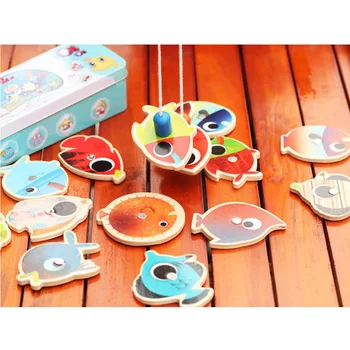 14 Zivis + 2 makšķeres Makšķerēšana Rotaļu Magnētisko Sākumā Mācību Izziņas Rotaļlietas Bērniem Āra Play Set