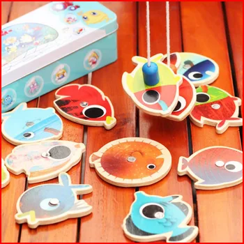 14 Zivis + 2 makšķeres Makšķerēšana Rotaļu Magnētisko Sākumā Mācību Izziņas Rotaļlietas Bērniem Āra Play Set