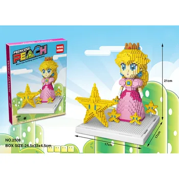 1484pcs 2508 Mini Grupu Anime Karalis Bowser Modelis Princese Persiku Ķieģeļi Bērnu Rotaļlietu Yoshi Izsoles Skaitļi par Bērnu Dāvanu
