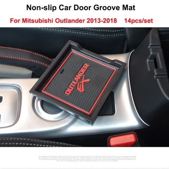 14pcs/komplekts Auto Durvīm Groove Mat Mitsubishi Outlander 2013-2018 Auto Anti-Slip Kausa Mat Bez Slīdēšanas Durvis, Vārti Pad Auto Piederumi