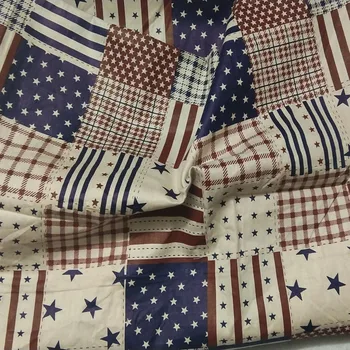 150cm Platums Bēša ASV Karoga Piecu Zvaigžņu Pārbaudes Pinted Kokvilnas Auduma Amerikāņu Karogu Raibs Bērnu Tekstila Auduma Kleita Apģērbi
