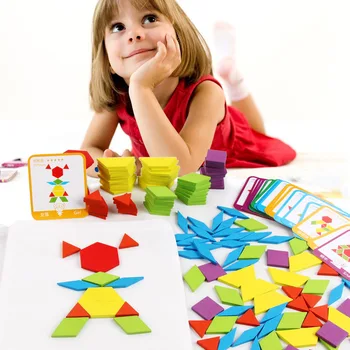 155pcs Koka Forma Jigsaw Puzzle Board Uzstādīt Krāsains Montessori Mācību Izziņas Sākumā Izglītojošas Rotaļlietas Bērniem Bērniem Bērnu