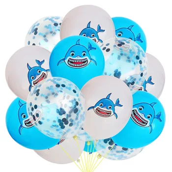 15pcs/set Dzīvnieki Tēmu Puse Baloni Pārsteidzošs Zilā Haizivs Lateksa Konfeti Balonu Dzimšanas dienas svinības Dekorācijas, Bērnu Dušas Piederumi