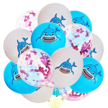 15pcs/set Dzīvnieki Tēmu Puse Baloni Pārsteidzošs Zilā Haizivs Lateksa Konfeti Balonu Dzimšanas dienas svinības Dekorācijas, Bērnu Dušas Piederumi