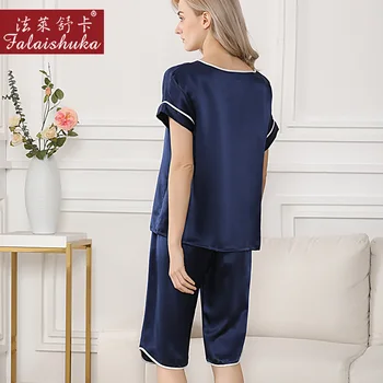 16 momme dabīgā zīda pidžamas komplekti sievietēm sleepwear vasaras īsām piedurknēm vidū bikses noble tīra zīda sieviešu pidžamas