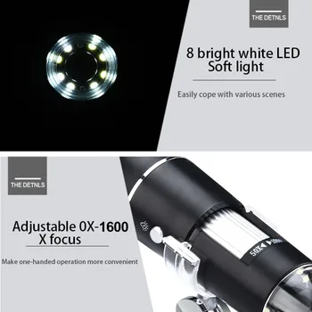 1600X Digitālo Mikroskopu, Elektronikas Tipa C 3 1USB Mikroskopa Kamera Lupa 1080P 8 LED MacBook Android Tālruņiem