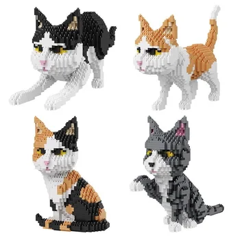 16036 16037 16038 16039 Mini Dzīvnieku Kaķis Modeli Dimanta Bloku Karikatūra Ēkas DIY Izglītības Rotaļlieta, Bērnu Dāvanu