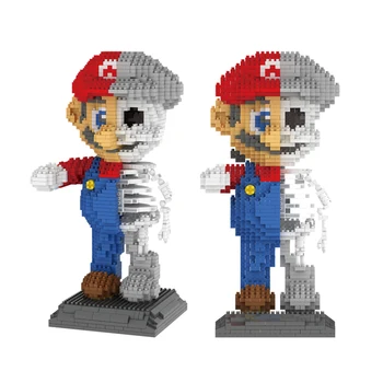 1686pcs+ Super Marioed Bros Dimanta Bloku Miner Skelets Mario Attēls Modelis Mirco Ķieģeļu, Celtniecības Bloku Rotaļlietas