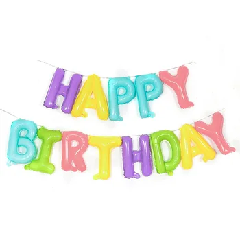 16inch Happy Birthday Vēstuli Balonu Krāsains Dzimšanas dienas svinības Apdare Bērniem Jubileju Alumīnija Folijas Ballon Komplekts