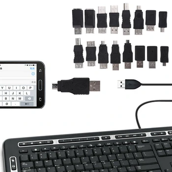 16Pcs Saliktas USB2.0 Adapteris Converter USB Sieviešu un Vīriešu Micro USB 480Mpbs Stabilu Pārvades Savienotāji Konvertori