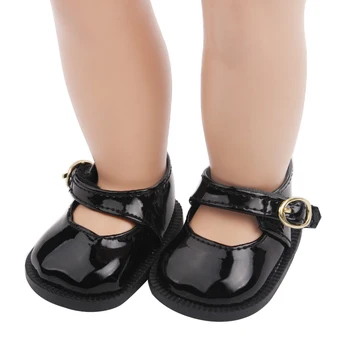 18 collu Meitenes, lelle kurpes Moderns melns Britu kurpes PU Amerikāņu jaundzimušo apavu Bērnu rotaļlietas fit 43 cm bērnu lelles s40
