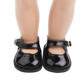 18 collu Meitenes, lelle kurpes Moderns melns Britu kurpes PU Amerikāņu jaundzimušo apavu Bērnu rotaļlietas fit 43 cm bērnu lelles s40