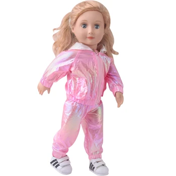18 Collu Meitenēm Leļļu Apģērbs Spīdīgu Lāzera Sporta Tērps Amerikāņu Jaundzimušo Bērnu Rotaļlietas Piederumi Fit 40-43 Cm Zēns Lelles Dāvanu c937