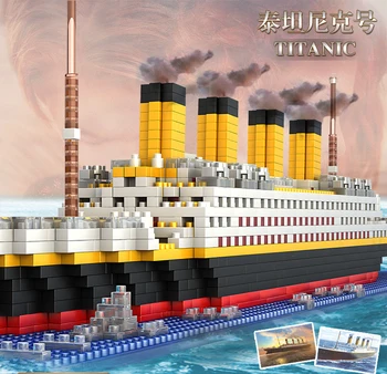 1860Pcs Titānika Komplekti RMS Kruīza kuģa Kuģa Modelis Celtniecības Bloki Skaitļi Rotaļlietas DIY Dimanta Mini 3D Ķieģeļi Komplekts Rotaļlietas Bērniem