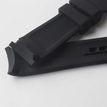 18mm 20mm 22mm Mīksto Watchband melns Silikona Gumijas Pulksteņu siksniņas Rokassprādze pin sprādzes Melnā zīmolu vīriešu rokas pulkstenis izliektu galu