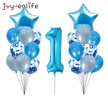 18pcs 1 gadu vecu Bērnu Pirmās Dzimšanas dienas Balons Konfeti noteikts Skaits 1 Ballon Pirmais Mazulis, Zēns, Meitene Puse Rotājumi Manu 1 Gadu dekori