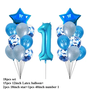 18pcs 1 gadu vecu Bērnu Pirmās Dzimšanas dienas Balons Konfeti noteikts Skaits 1 Ballon Pirmais Mazulis, Zēns, Meitene Puse Rotājumi Manu 1 Gadu dekori