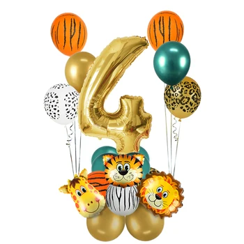 18pcs Džungļu Safari Dzīvnieku Baloni Metāla Lateksa Balonu 30inch Zelta Skaits Globos Bērniem Dzimšanas dienas ballīti Baby Dušas Apdare