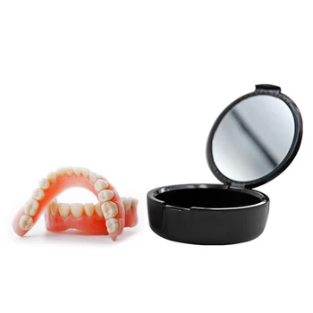 1gab Zobu Protezēšana Uzglabāšanas Kaste ar Spoguli Zobu Fasle Zobu Vanna Gadījumā ar Stikla Zobu Iekārtu Konteiners