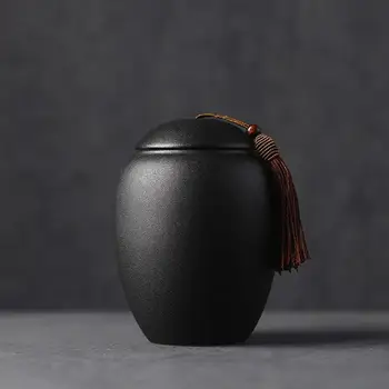 1GB Black Keramikas Glabāšanas Kaste Tējas Lapas Traukā Tēju Var Porcelāna Tējas Caddies Garšvielu Kārbiņu Pārtikas Konteiners virtuves Piederumi