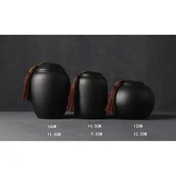 1GB Black Keramikas Glabāšanas Kaste Tējas Lapas Traukā Tēju Var Porcelāna Tējas Caddies Garšvielu Kārbiņu Pārtikas Konteiners virtuves Piederumi